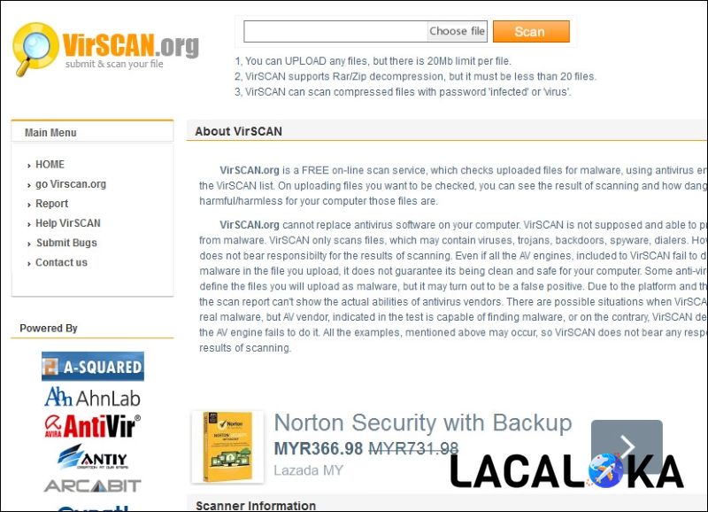 Virscan.org cho phép giải nén tối đa 20 tệp tin trong một lần tải
